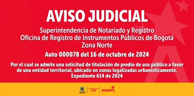 Aviso Judicial - Auto 000078 del 16 de octubre de 2024 Aviso Judicial - Auto 000078 del 16 de octubre de 2024