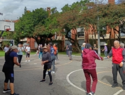 Adultos mayores ejercitandose